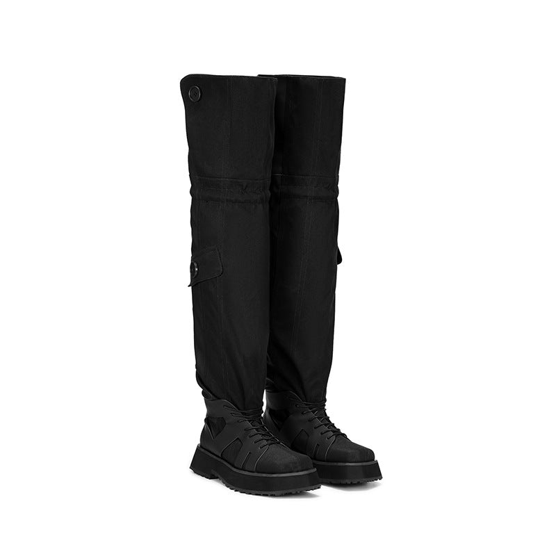 Pile Style Boots Black Boots High