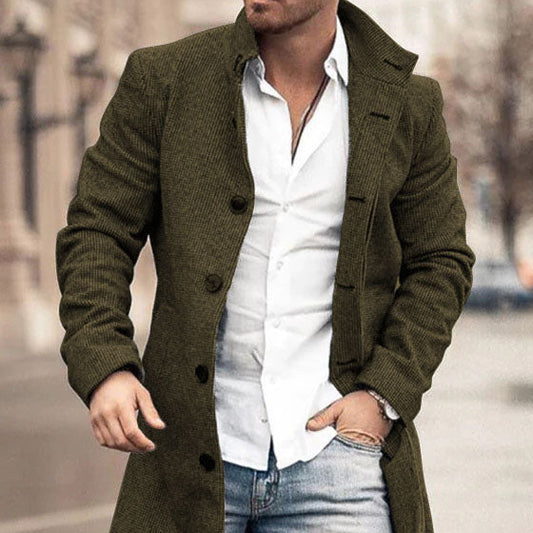 Winter New Men's Woolen Medium Long Casual Coat