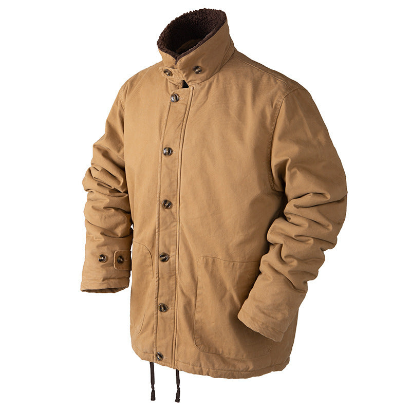 Deck Suit Navy Warm American Retro Lamb Wool Coat