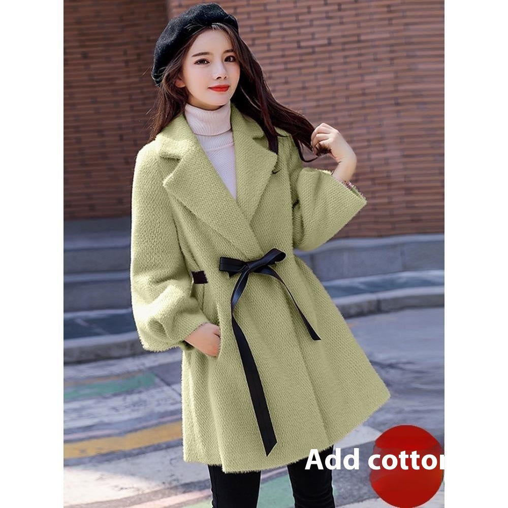 Women's Autumn And Winter New Korean Style Loose Thick Temperament Small Size Woolen Coat