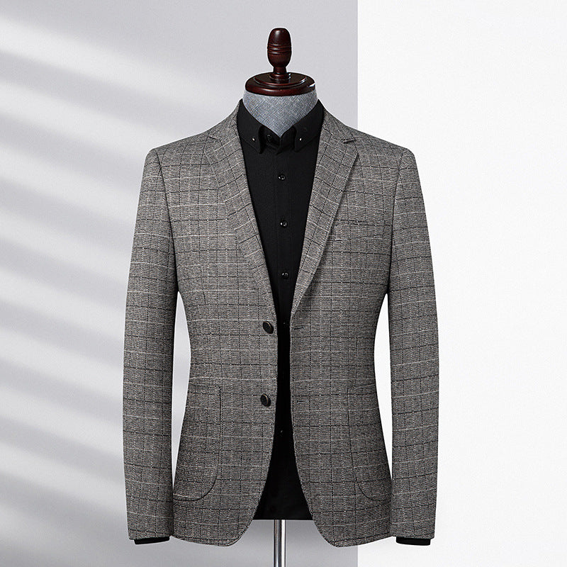 Plaid Suit Men Stretch Casual Slim Fit