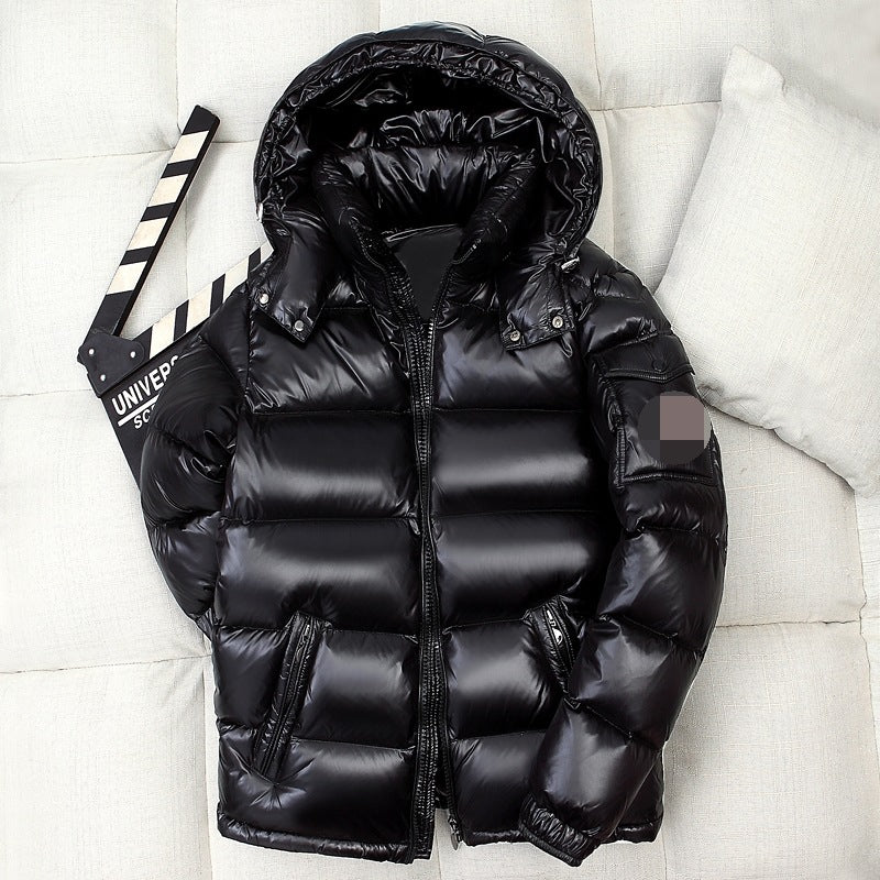 Short Shiny Hooded Jacket