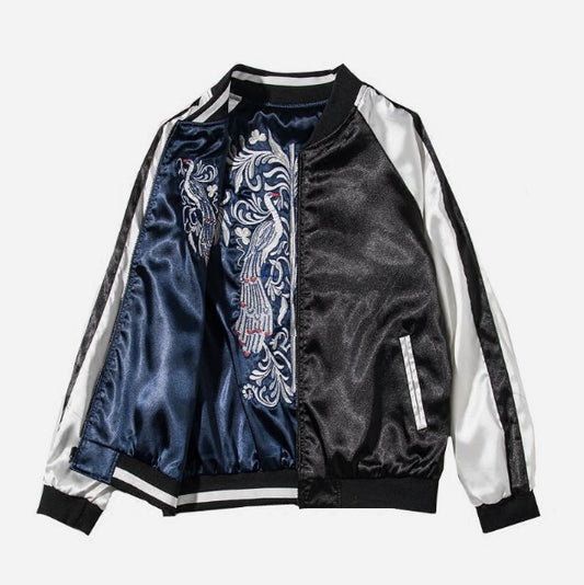 Loose Long Sleeve Peacock Reversible Jacket Embroidered Baseball Uniform