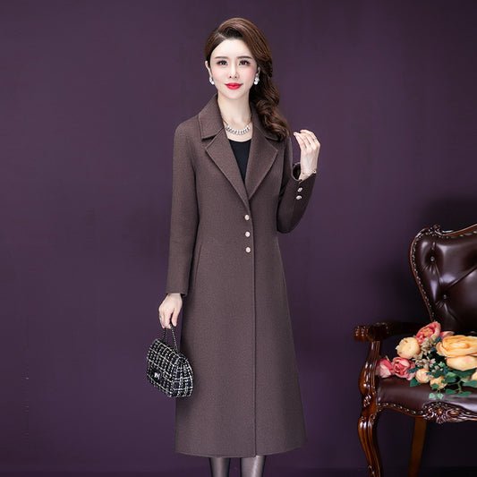 Overknee Mid-length Temperament Coat Female Slim Fit Woolen