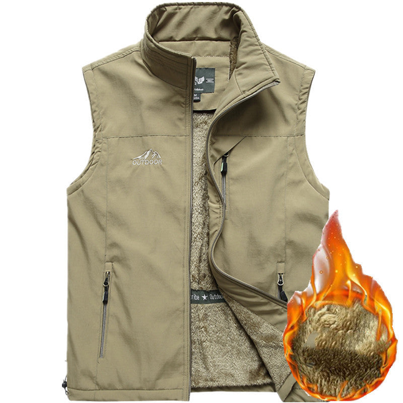 Fleece Padded Jacket Outdoor Multi-pocket Vest