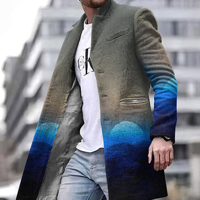 Winter New Men's Woolen Medium Long Casual Coat