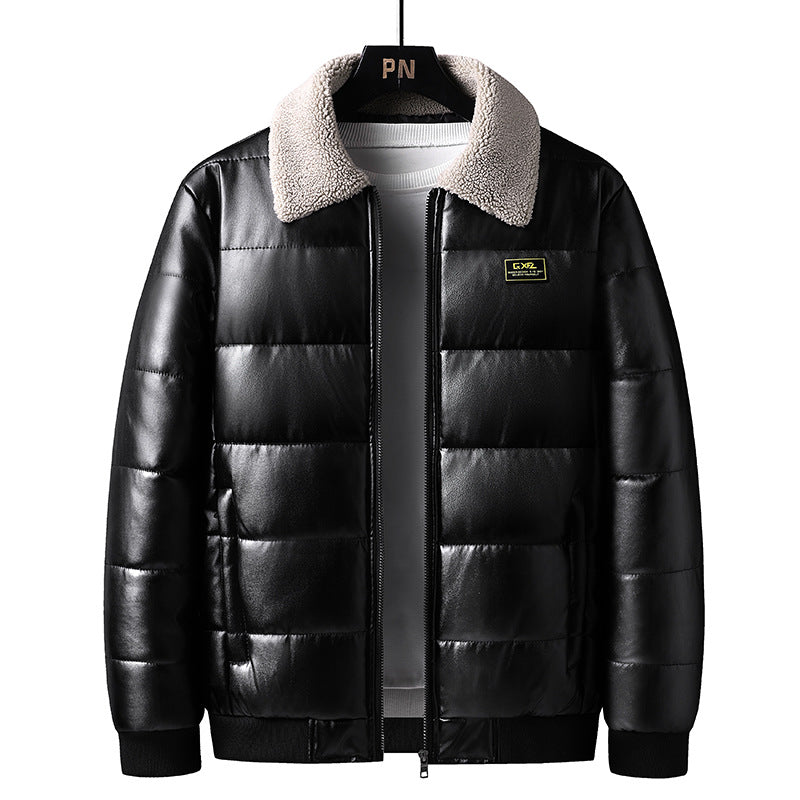 Lapel Collar Trendy Men's Winter Jacket Thickened