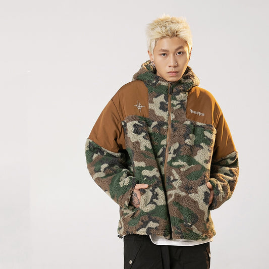 Men's Retro Camouflage Hooded Cotton Coat