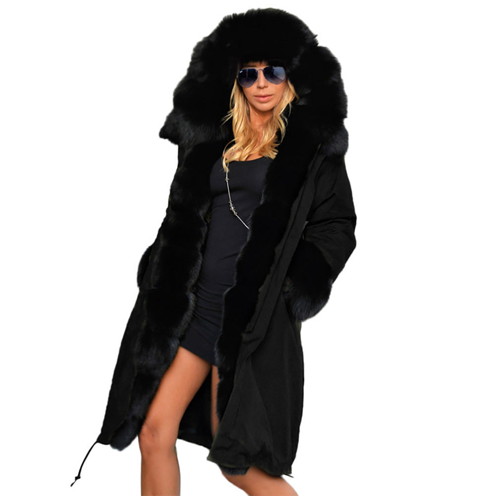 American Slim Fit Warm Fur Collar Hooded Coat