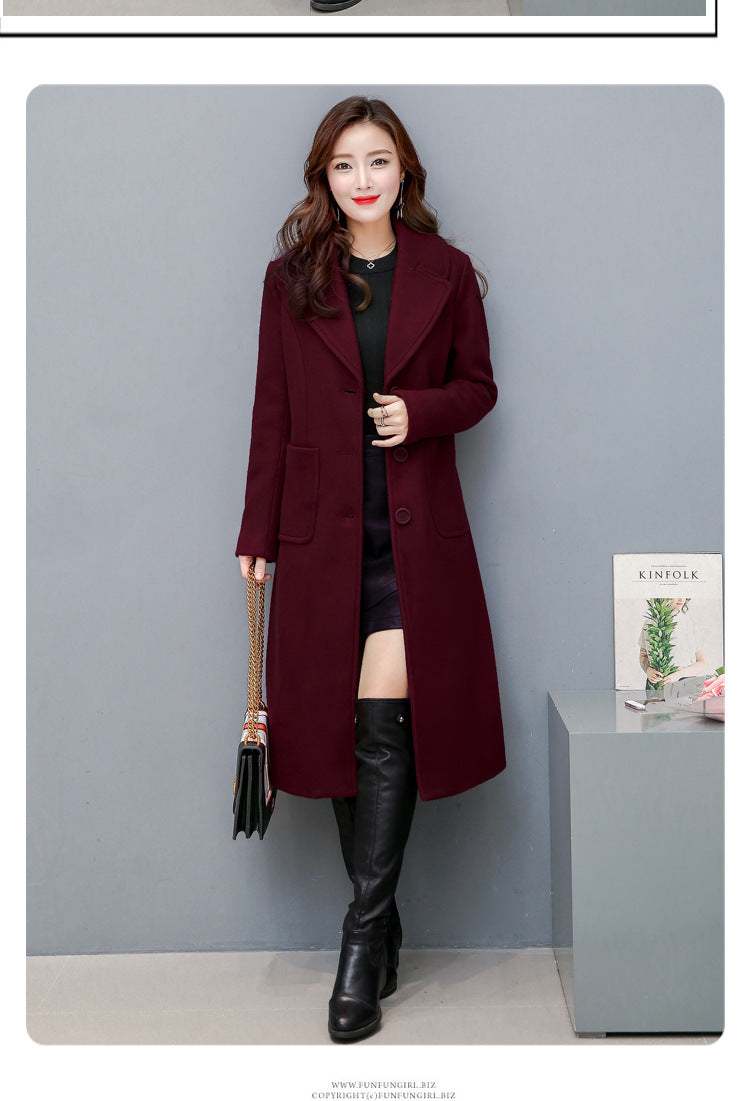 Women's Slim Long Woolen Coat