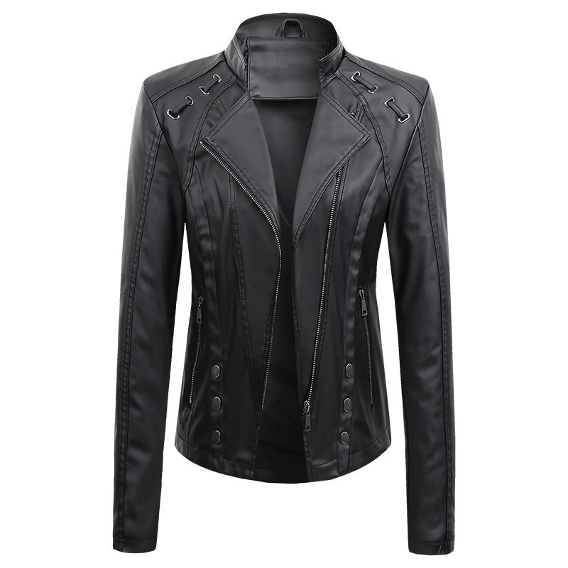 New Spring And Autumn New Leather PU Leather Jacket Women's Short