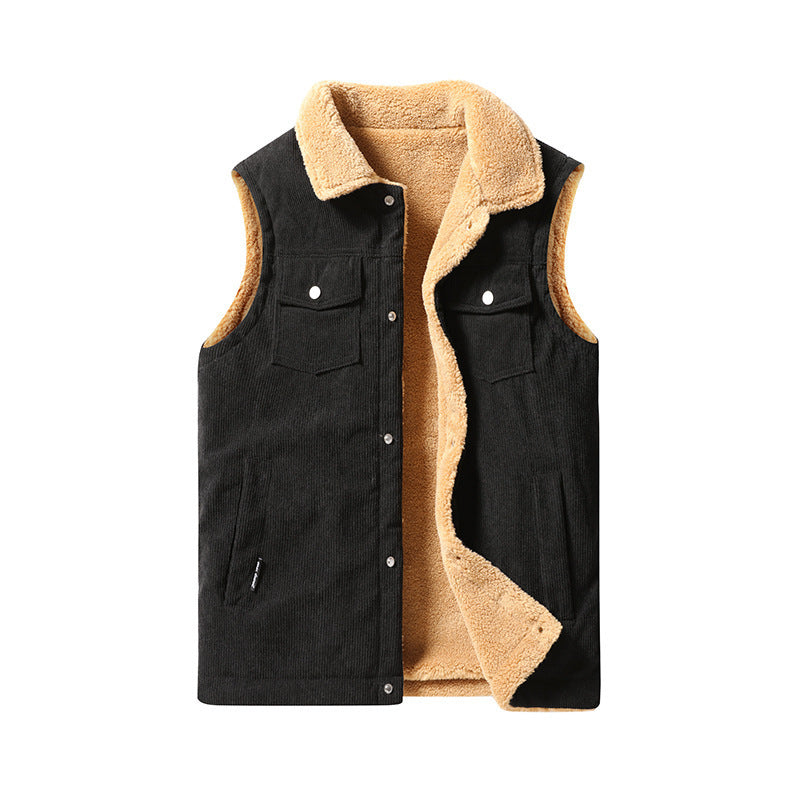 Retro Work Clothes Corduroy Thickened Plus Size Vest