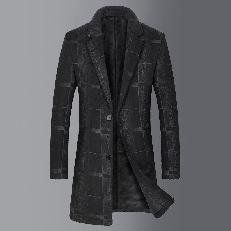 Men's Mid-length Slim Woolen Woolen Coat