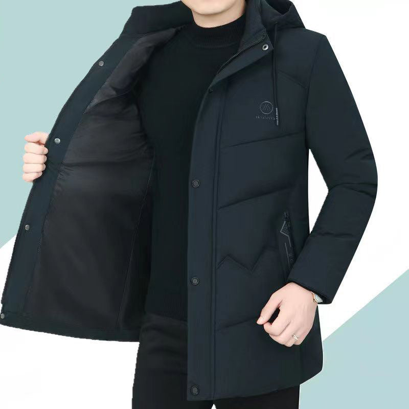 Men's Hooded Padded Jacket Simple Business Wear