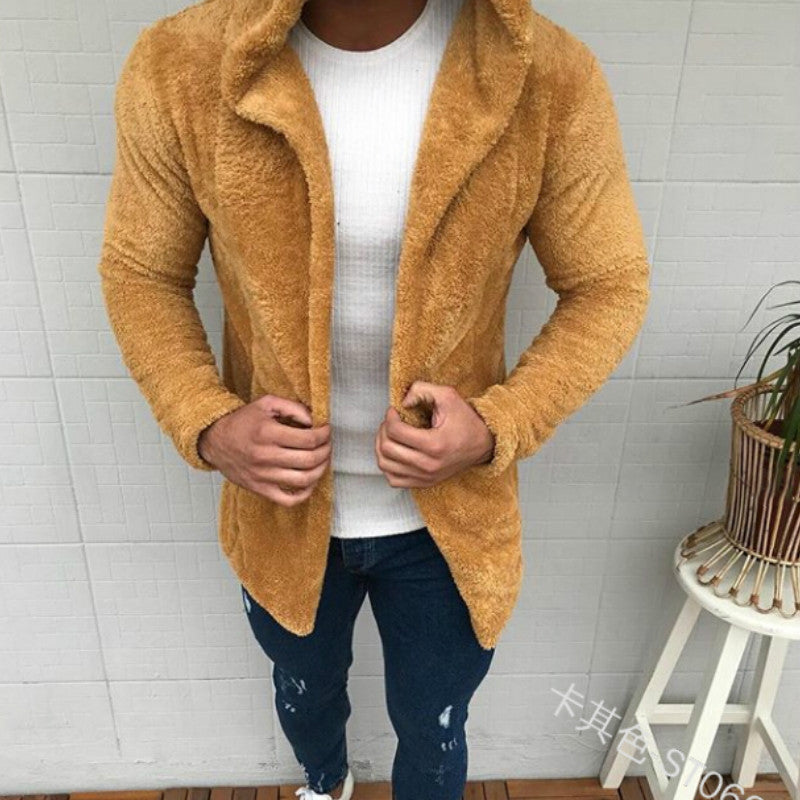 Casual Long sleeved Hooded Fluffy Jacket Men