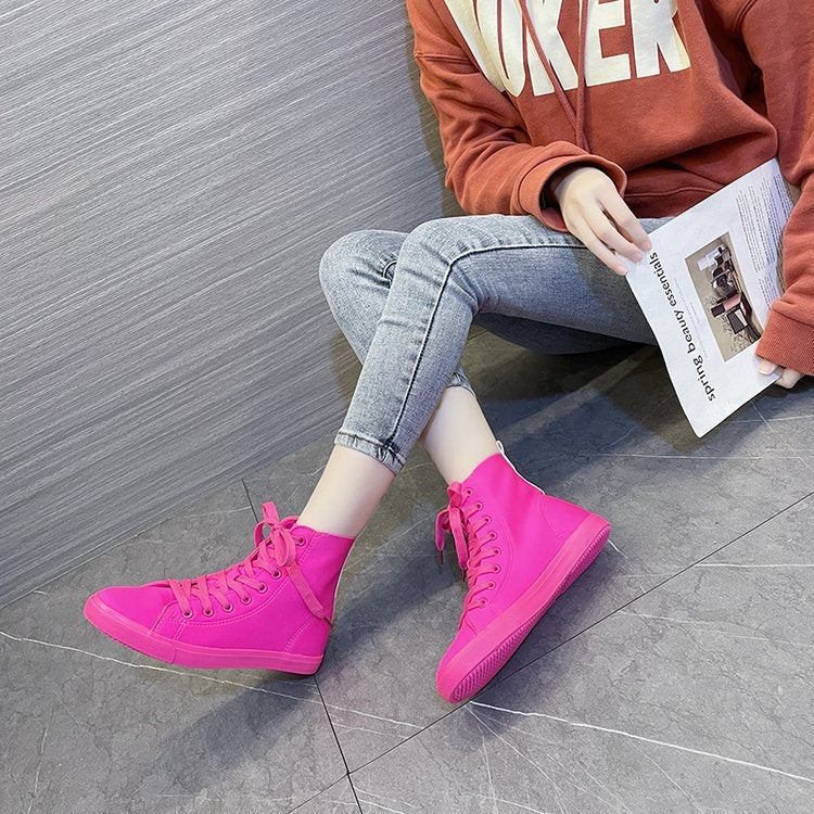 High-top Board Shoe Casual Running Anti-leather Boots Women's Soft Leather