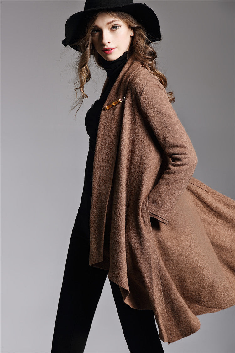 Long-Sleeved Cloak Long Woolen Coat