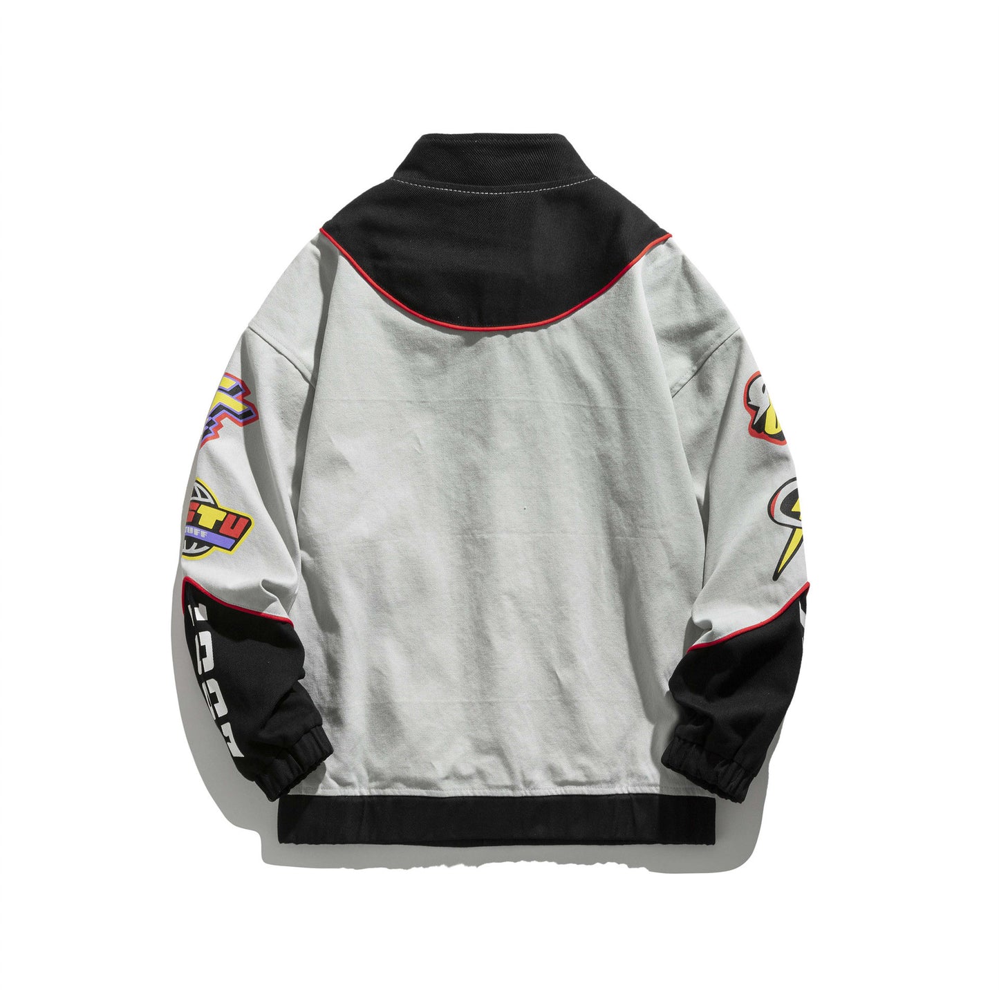 Letter Embroidered Label Baseball Jacket Loose Fit