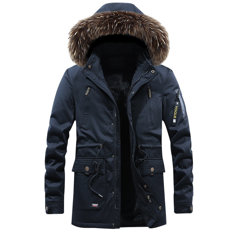 Baumwolle Herren Mittellange Koreanische Jacke Winter Plus Daunenjacke