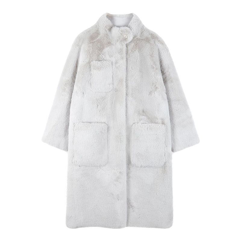 Winter Fashion Mid-length Thick Lamb Fur Coat