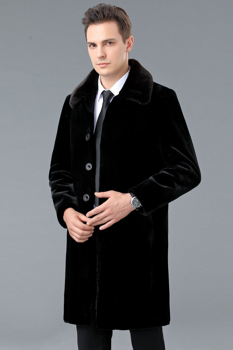 Long Middle-aged Over The Knee Men's long coat