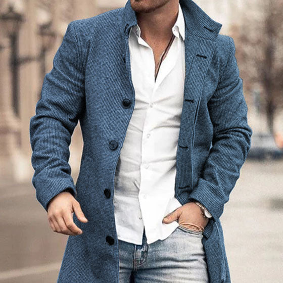 Winter New Men's Woolen Medium Long Casual Coat