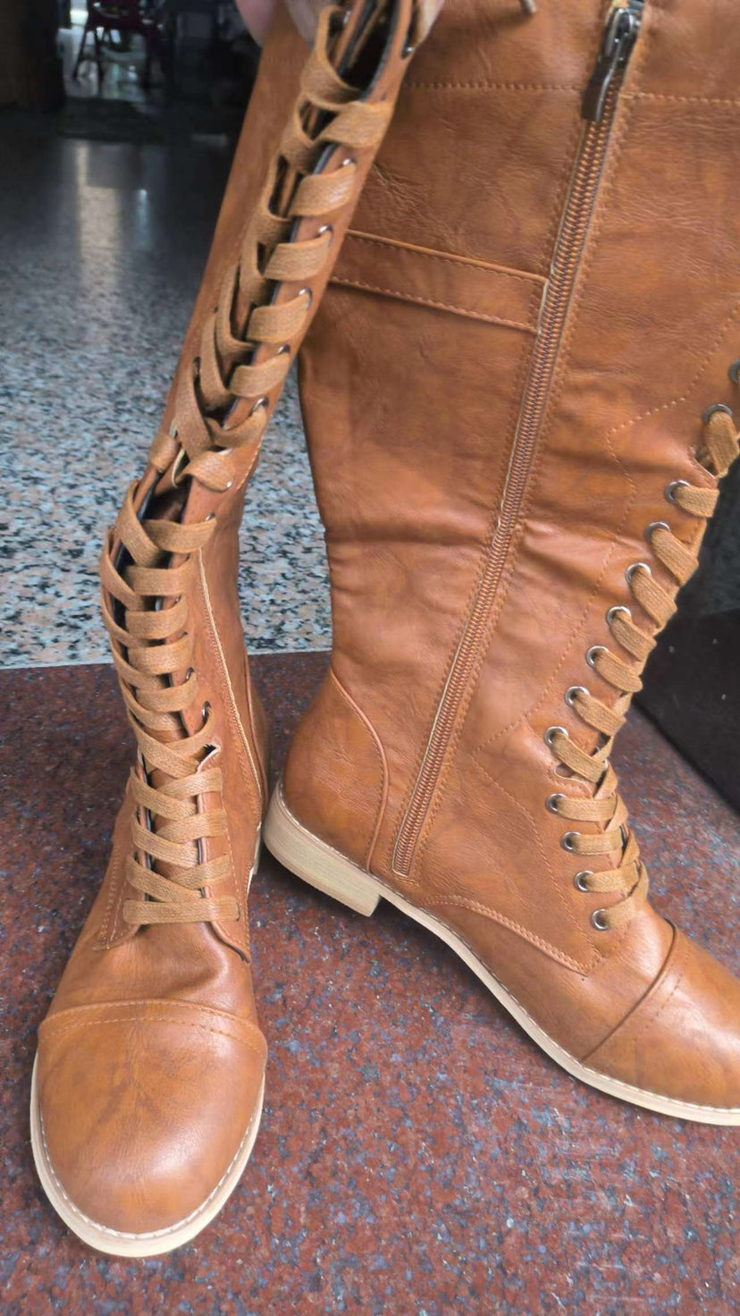 Fashion Cross Strap Knight Boots Women