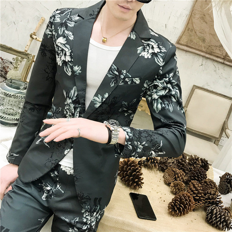 Foreign Trade Autumn And Winter Floral Print Two Piece Suit