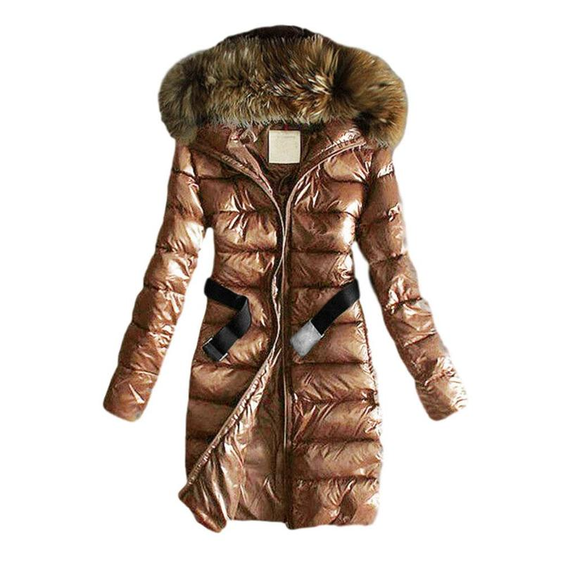 Long Quilted Jacket With Fur Collar And Raccoon Fur