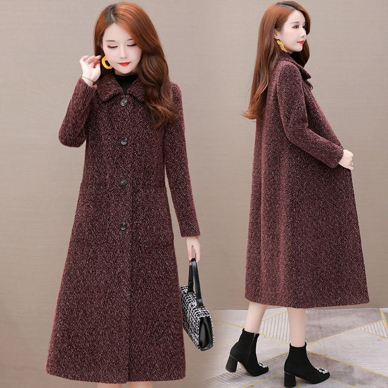 Women's Mid-length Padded And Thick Imitation Mink Fleece Coat