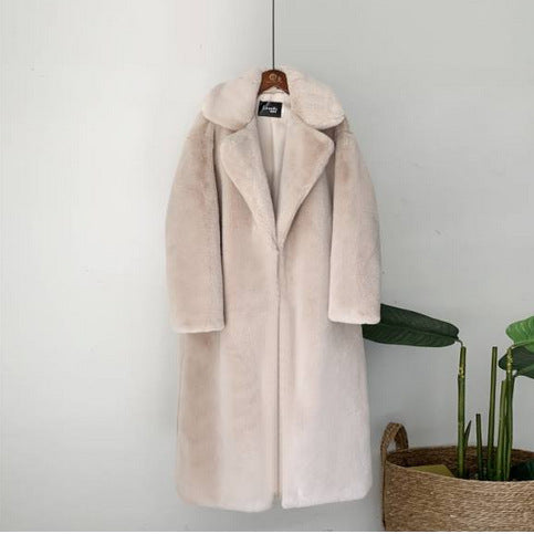 Fashion New High Quality  Velvet Fur Long Coat Women