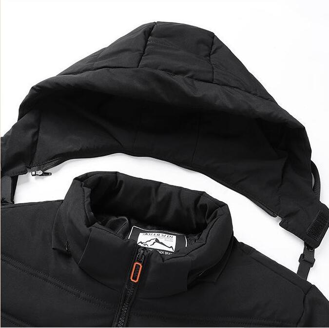 Men's Solid Color Hooded Polyester Cotton Coat