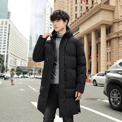 Men's Mid-length Thickened Over-the-knee Hooded Padded Jacket