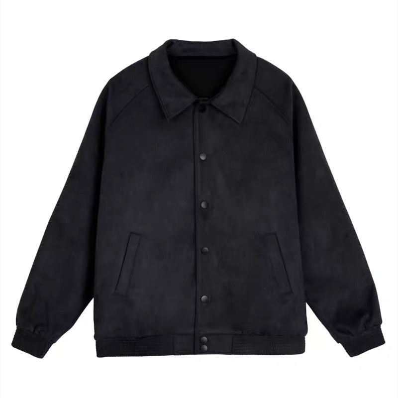 Suede Wire Jacket Button Down Baseball Jersey