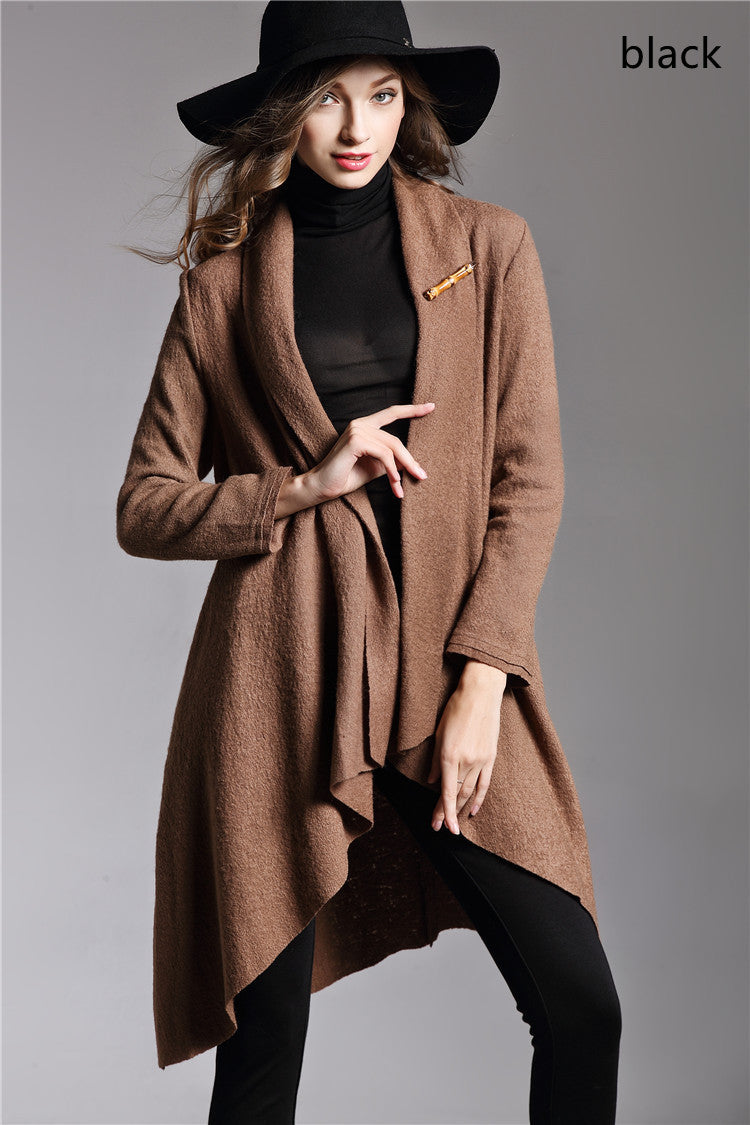 Long-Sleeved Cloak Long Woolen Coat