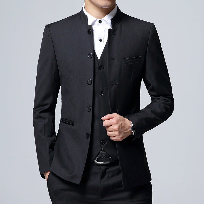 New Zhongshan Suit Men's Wedding Tuxedo Three-piece Suit