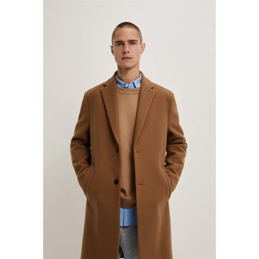 Men's Comfortable-fit Fabric Woolen Coat Jacket