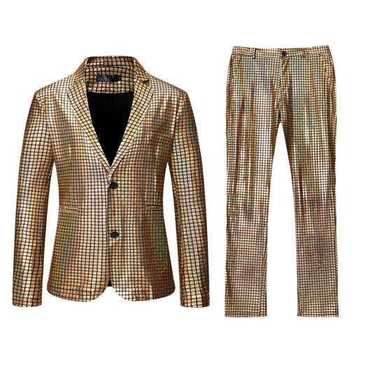 Two-piece Rainbow Plaid Bronzing Suit Pants