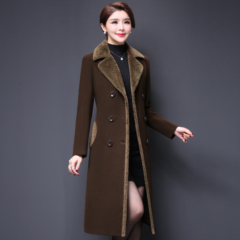 Middle-aged Women's Wool Coat Woolen Coat