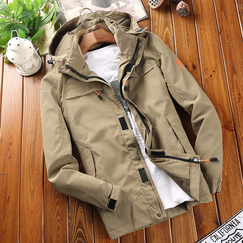 Men's Thin Waterproof Windbreaker Jacket In Outdoor Net