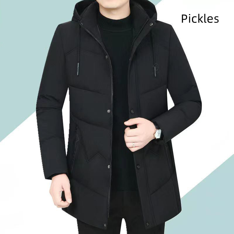 Men's Hooded Padded Jacket Simple Business Wear