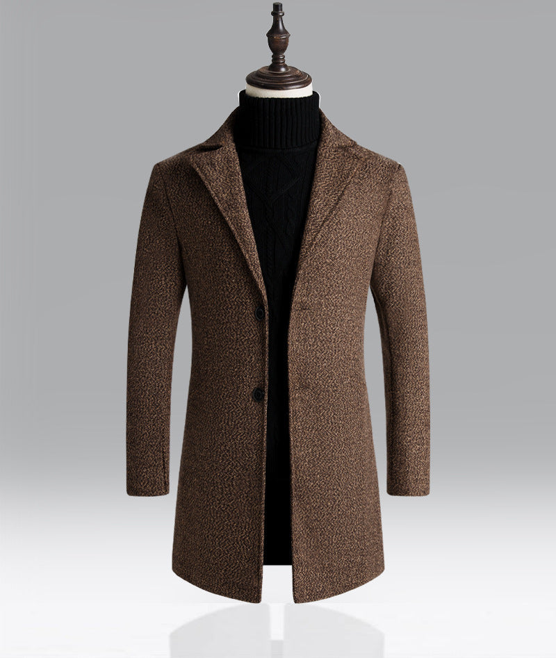 Herren Trenchcoat mit Schneeflockenmuster, mittellanger Wollmantel