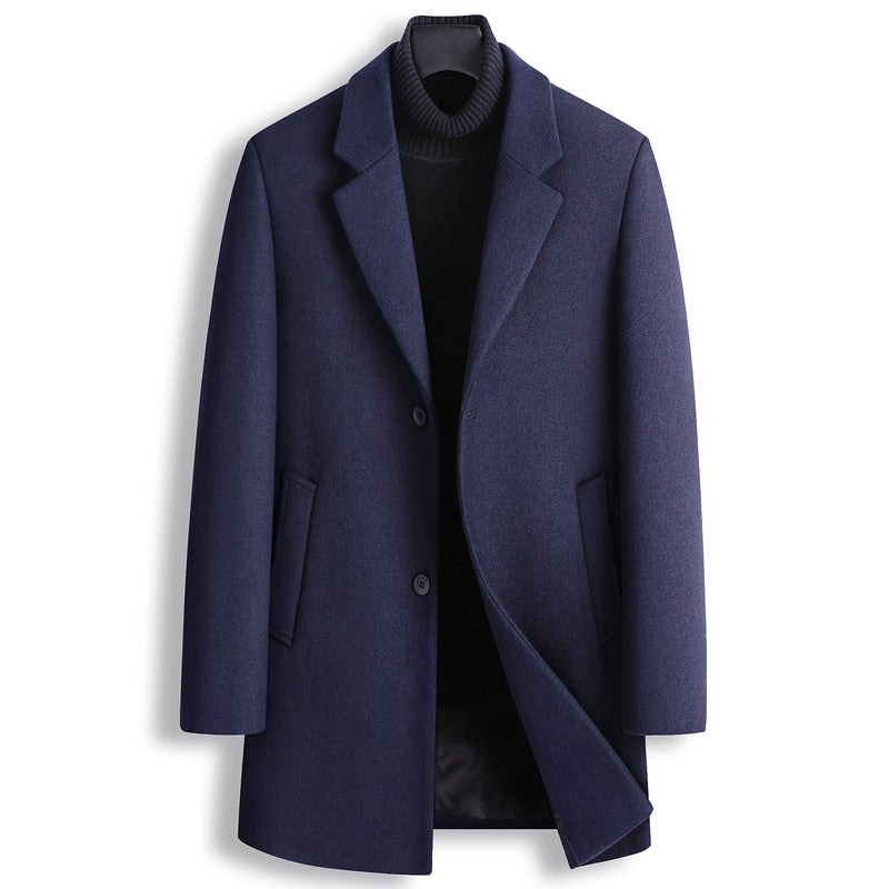 Men's Blazer Collar Single Breasted Wool Jacket