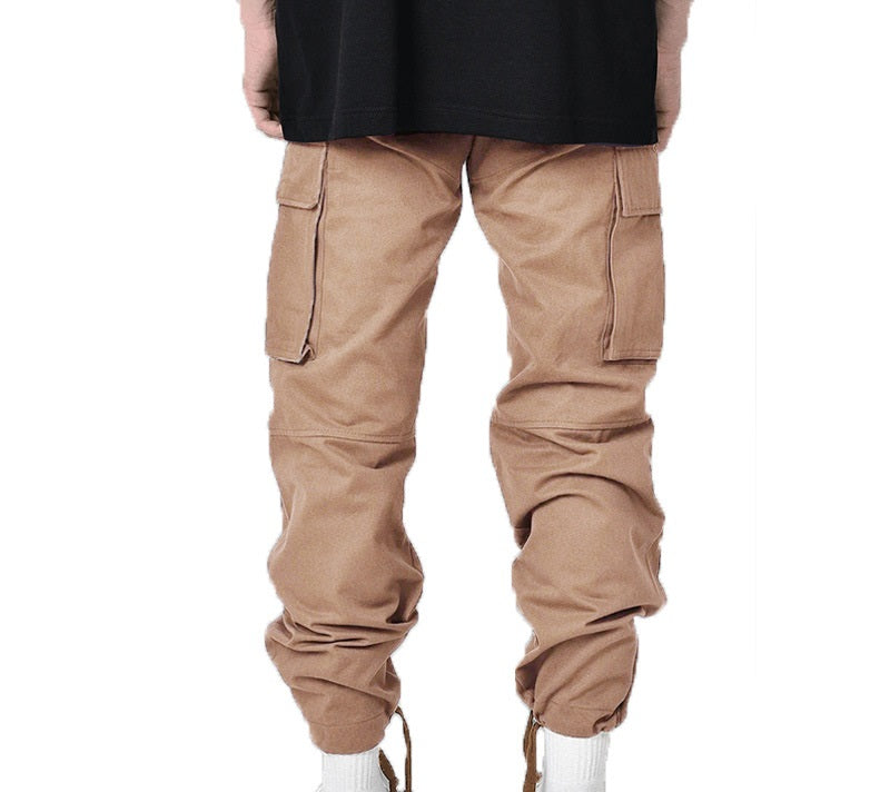 Multi Pocket Six Colors Fashion Casual Men's Cargo Drawstring Loose Pants