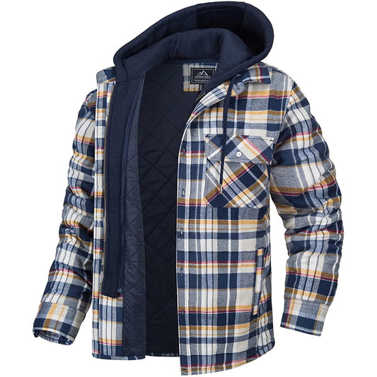 Men's Thick Padded Long Sleeves Loose Plaid