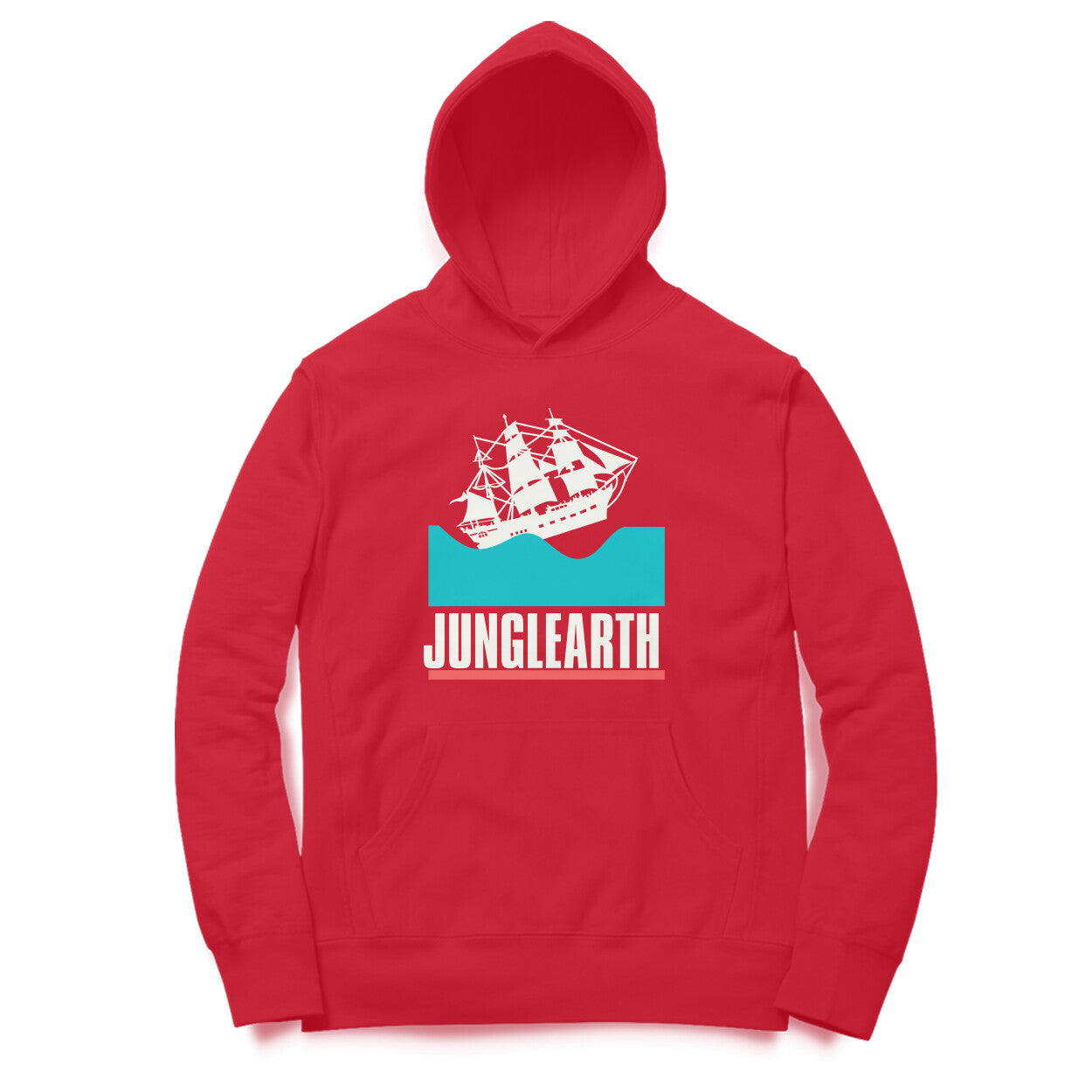 Junglearth Black Red Illustrated Waves Hunter Hoodie